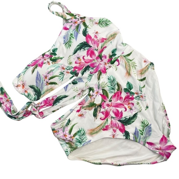 La Blanca Other - LA BLANCA Mystic Palms Cutout One Shoulder One-Piece Swimsuit Size 16 NWT